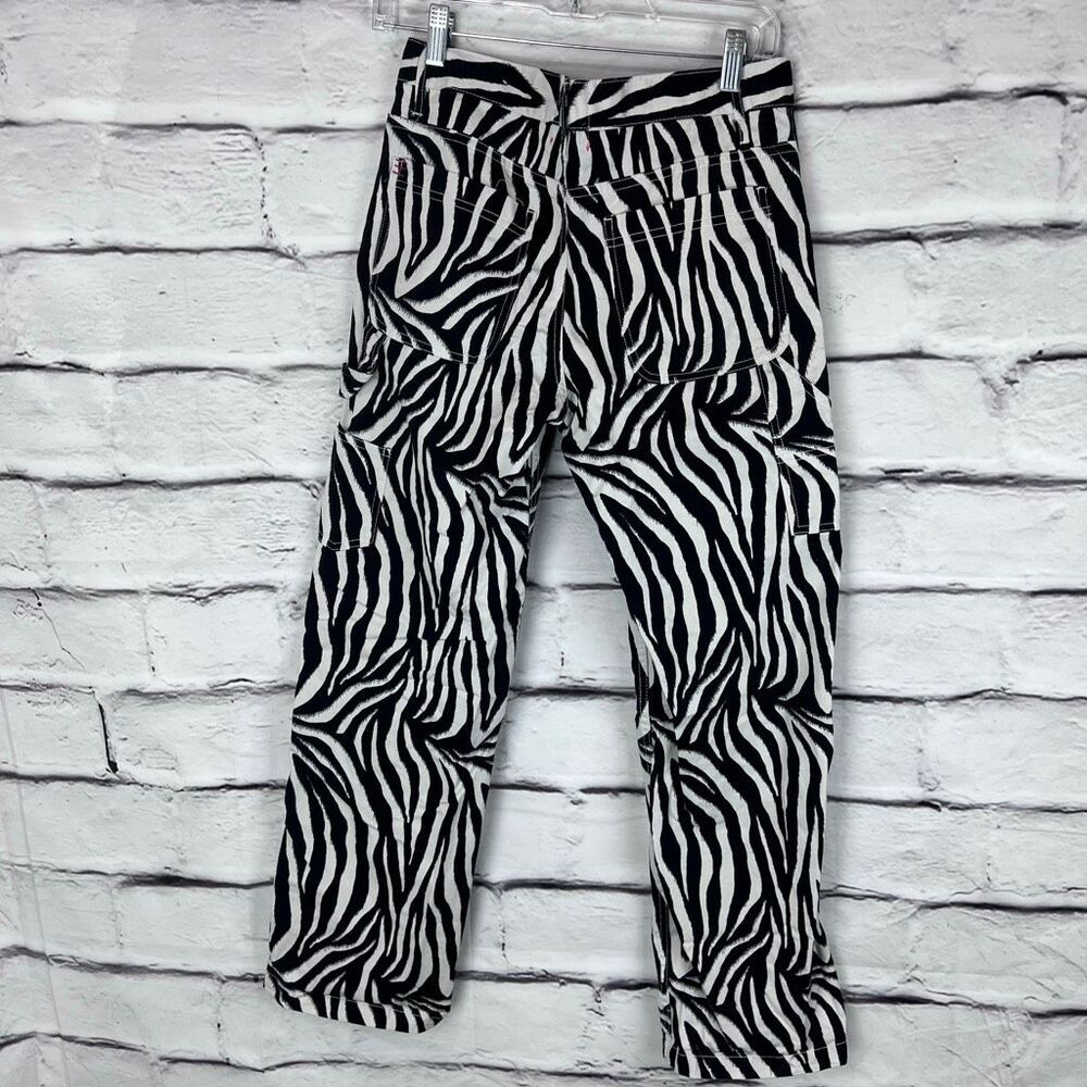 BDG Urban Outfitters Zebra Print Carpenter Pants Size 26 Black White Y2K Streetw - Picture 5 of 7